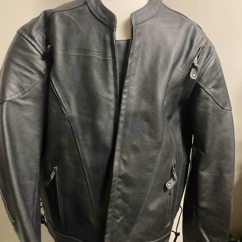 USA Bikers Dream Apparel Thinsulate Black Leather Jacket Sz 48‎ Motorcycle Biker